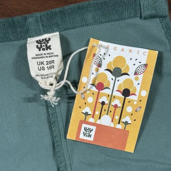 Lucy & Yak Women Size US 16 R Green Corduroy Original Organic Dungaree Overalls - Picture 7 of 11